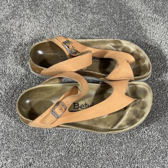Betula Birkenstock Women's Sandals Fussbett Jasmine Coral Leather Sz 5 US Narrow - Picture 10 of 11
